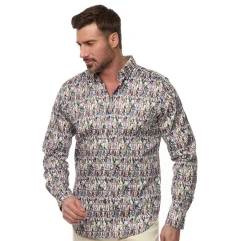 New Robert Graham Modern American Tailored‎ Fit Skeletal Stroll Button Shirt 3XL